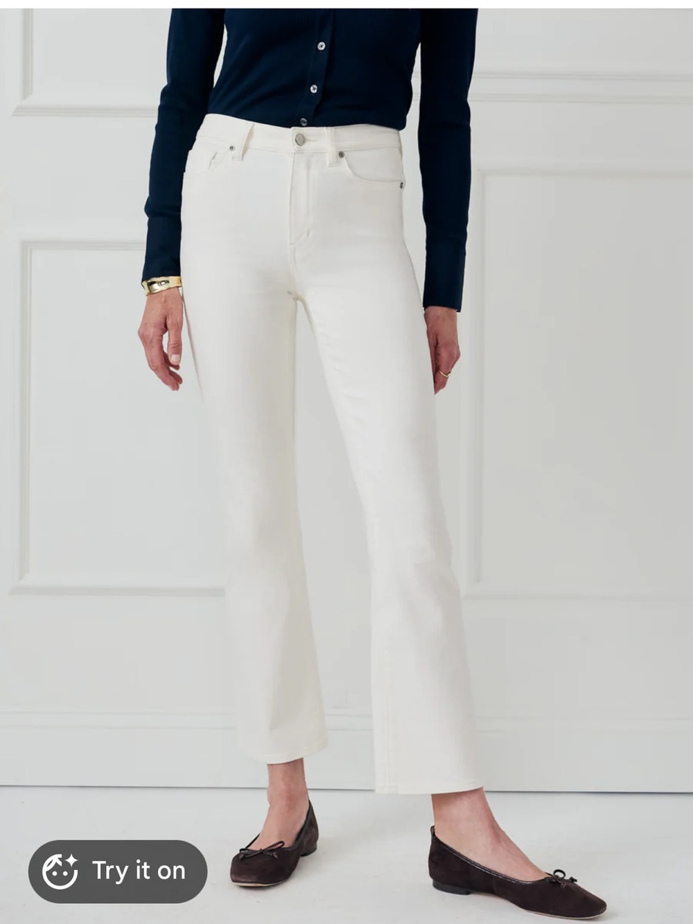 J.McLaughlin Elvira Natural Cream Stretch Bootcut Jeans Size 12‎